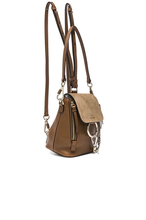 Chloe Mini Faye Suede & Calfskin Backpack in Woody Khaki